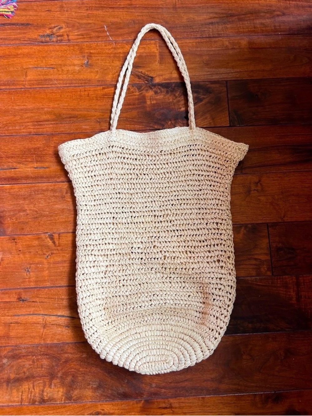 Large woven straw purse